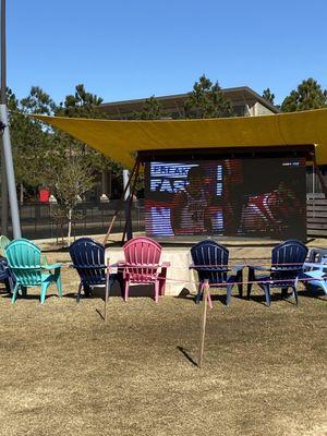 Sports on big screen so you can drag hubby to the park on a Saturday