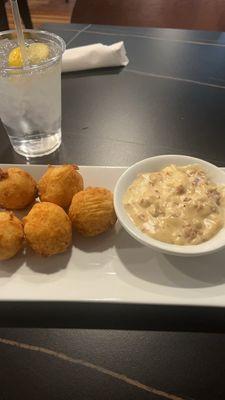 Fried Grit Fritters & sausage gravy