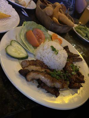 My husband had the  Lemon grass pork chop loved it !