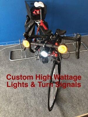 We have developed our own high-intensity lighting and turn signal system