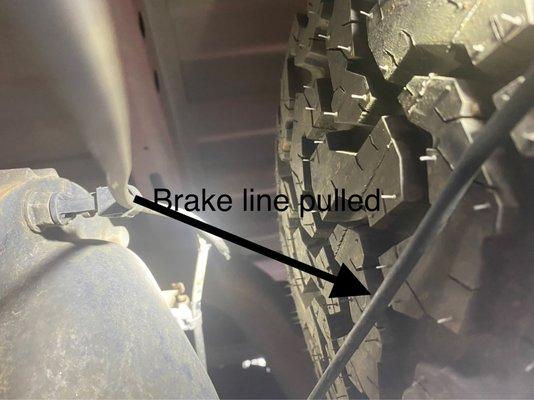 Pulled break line & cut rear wheel speed sensor wire!