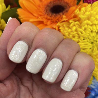 White gel with sparkle top layer