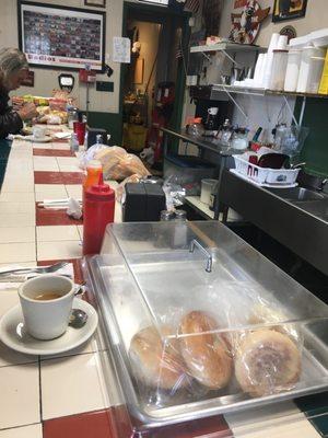 Quaint counter seating.