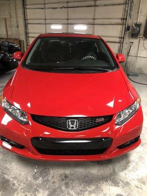 Honda Civic front bumper repair and repaint