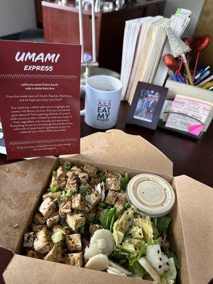 Organic Tofu Greens Bowl with avocado