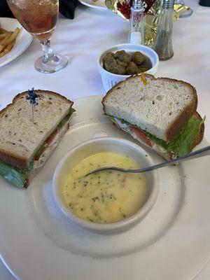 Broccoli soup & chicken salad