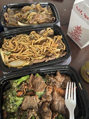 Mongolian Beef, 121. Beef Chow Mein, Beef with Broccoli