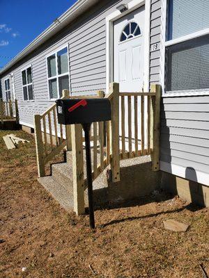 Rail on cement stairs