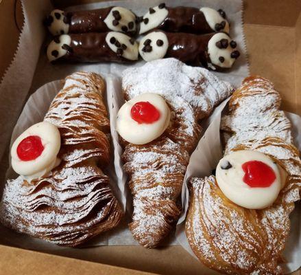 Cannoli filled Lobster claws & Chocolate Cannolis