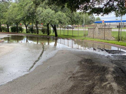 Trying to get to your apartment after some rain.