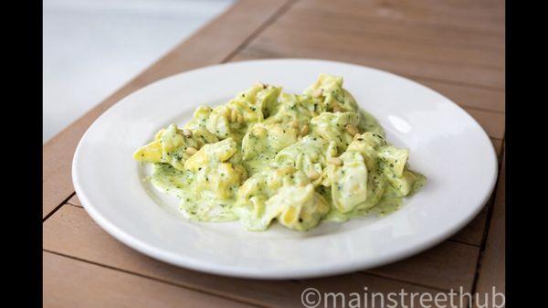 Truffle Sacchetti in creamy pesto