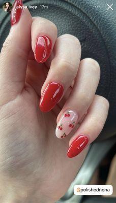 Cherries  Red Nails by Kay