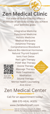 -Integrative Medicine
-Functional Medicine
-Holistic Medicine
-Medical Marijuana
-Ketamine Therapy
-Blood work
-Bio-Identical Hormones