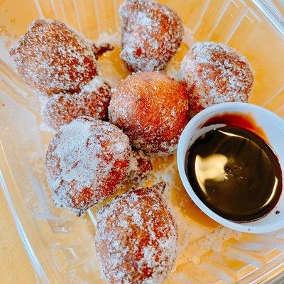 Malasadas with chocolate sauce