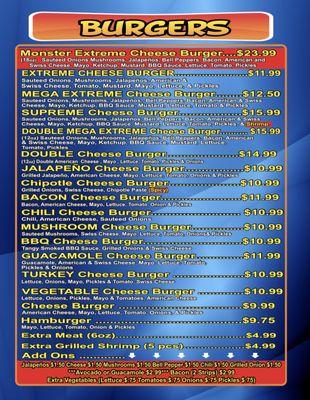 Burger Extreme Menu