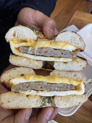 The Lowers Bagel Sandwich w/ sausage