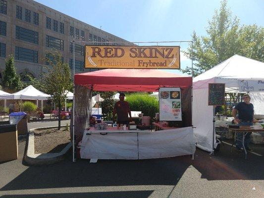 At Market selling our famous and delicious Frybread!