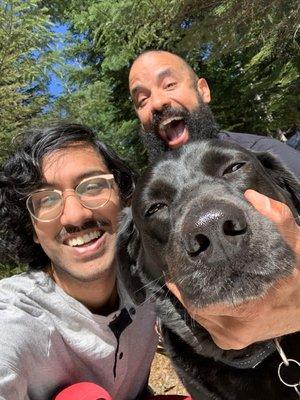 My good friend Manu with our friend Jasper (the pooch) having a photo moment while day hiking.