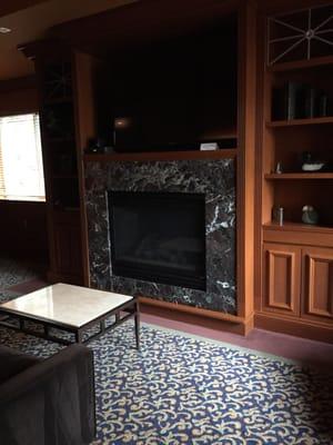 Pool room fireplace