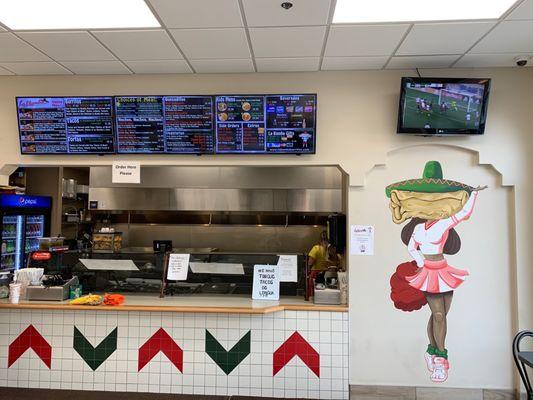 Menu and TV. And an always clean grill.