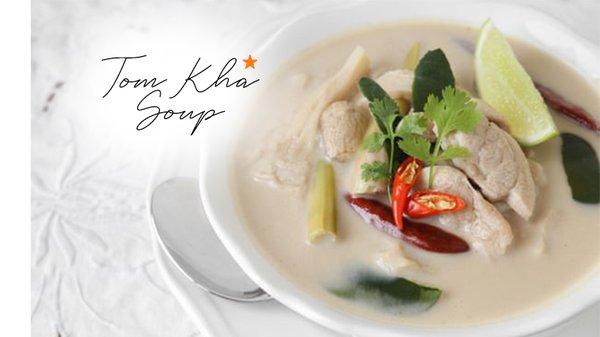 TOM KAH SOUP - Hot and sour coconut soup with mushroom | lemongrass | lime juice with choice of meat.