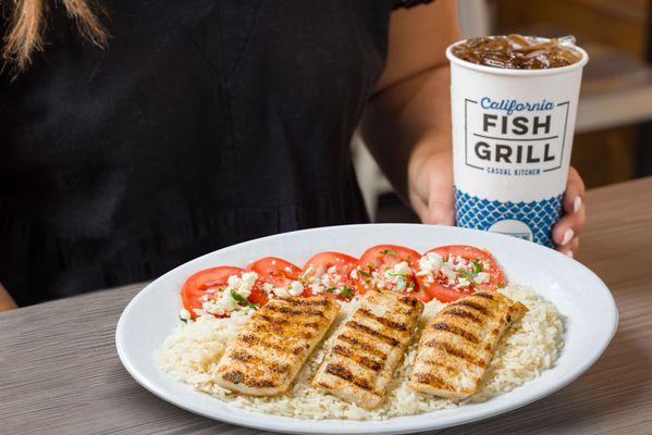 Mahi Mahi Plate, wild-caught and responsibly sourced. Get it with your choice of sauce and two sides.