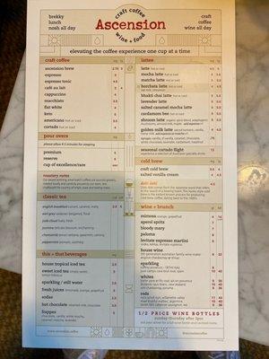 Drink menu