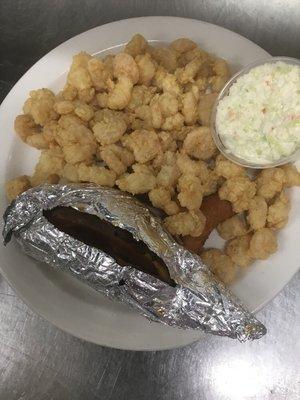 Special popcorn shrimp with sweet potato