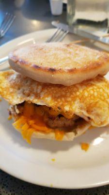 Super delicious breakfast sandwich, with 2 eggs!