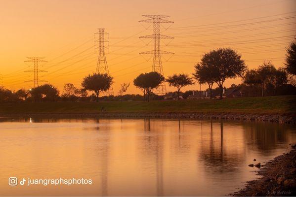 Harris County Deputy Darren Goforth Park on Horsepen Creek during the sunset.