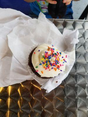 Chocolate cupcake with sprinkles