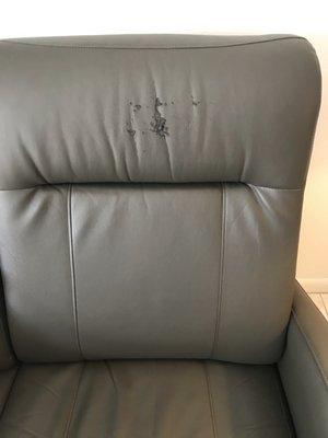 Defective material on sofa purchased from the Furniture Warehouse