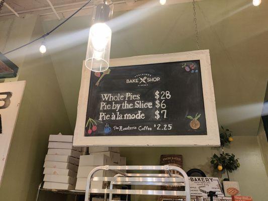 Pie prices (and coffee).