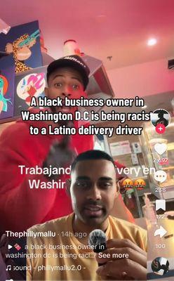 Telling delivery driver to learn English, being rude  cussing and yelling, and being racist