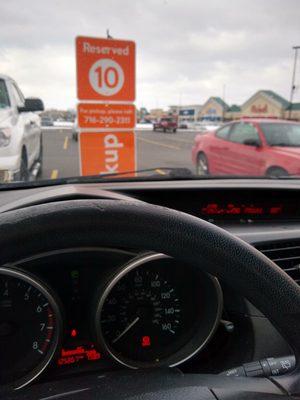 Windy Walmart grocery pick-up.