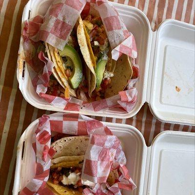 Shrimp and steak tacos.