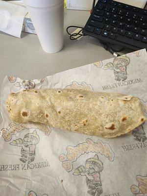 Chorizo and egg breakfast burrito