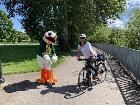 I love my new bike, and our Ducks!  Thank you Hutches Bike Store!