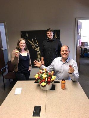 Thank you Julie S!!! We accept cash, credit and Edible Arrangements at Boxelder Consulting!!!!