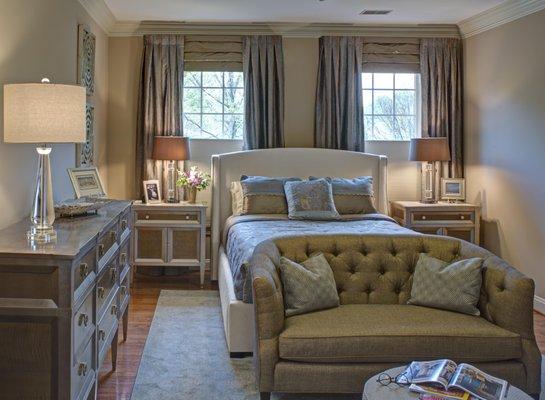 The luxurious fabrics and finishes created a master bedroom even better than the client imagined.