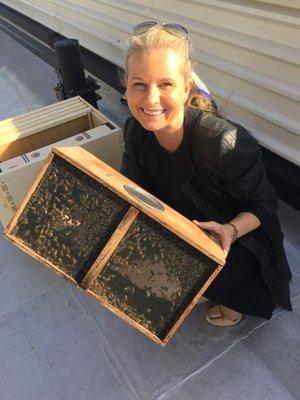 A closer look at our lovely founder with these beautiful & graceful Italian Bees