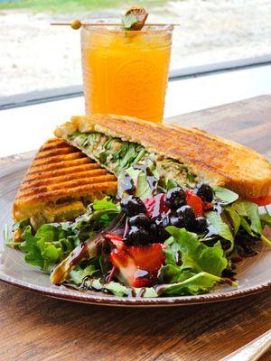 Italian chicken panini with a side salad.  Dynamite