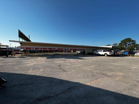 Parking lot and main building.