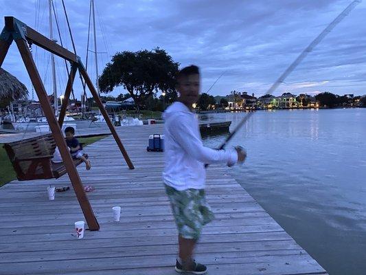 They even have a separate dedicated fishing area, this is where you can catch gigantic red drums on the deck.