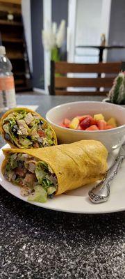 Southwest Chicken Wrap with Fresh Fruit