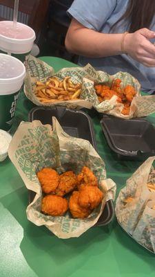 Boneless wings 6pc combo (bottom) tender combo 5pc mild (Top)