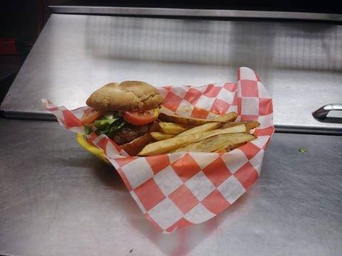 A cheeseburger and fries all made from scratch-- that's Brickhouse 7 style.