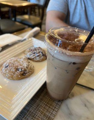 Cookies with an iced mocha