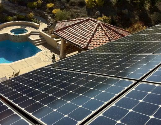 8Kw's of SunPower solar panels overlooking the pool in Beautiful Ruby Hill, Pleasanton