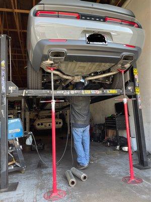 Welding! Mid muffler delete!